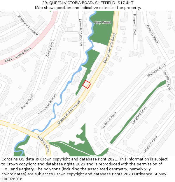 39, QUEEN VICTORIA ROAD, SHEFFIELD, S17 4HT: Location map and indicative extent of plot