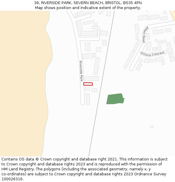39, RIVERSIDE PARK, SEVERN BEACH, BRISTOL, BS35 4PN: Location map and indicative extent of plot