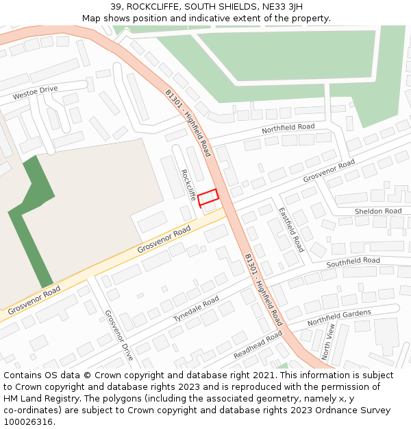 39, ROCKCLIFFE, SOUTH SHIELDS, NE33 3JH: Location map and indicative extent of plot