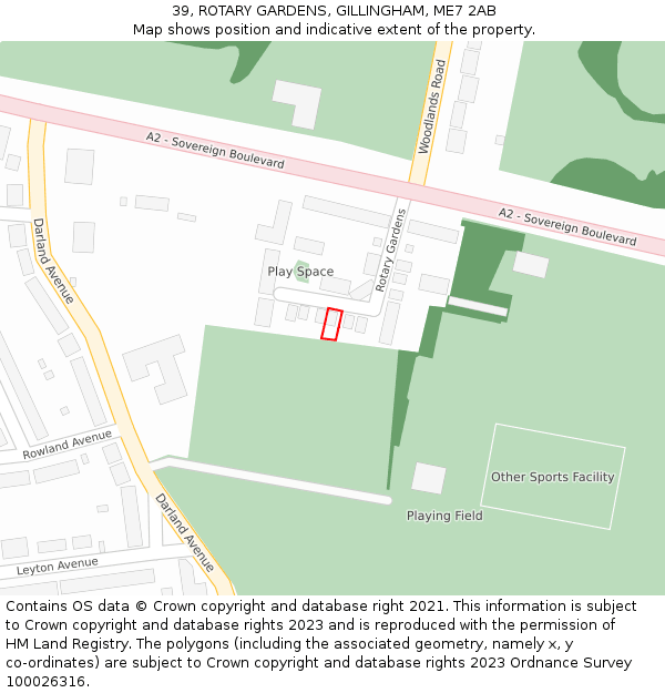 39, ROTARY GARDENS, GILLINGHAM, ME7 2AB: Location map and indicative extent of plot
