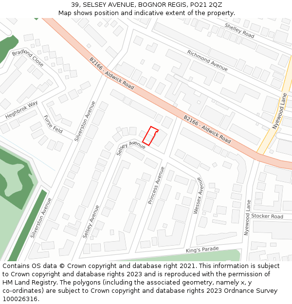 39, SELSEY AVENUE, BOGNOR REGIS, PO21 2QZ: Location map and indicative extent of plot