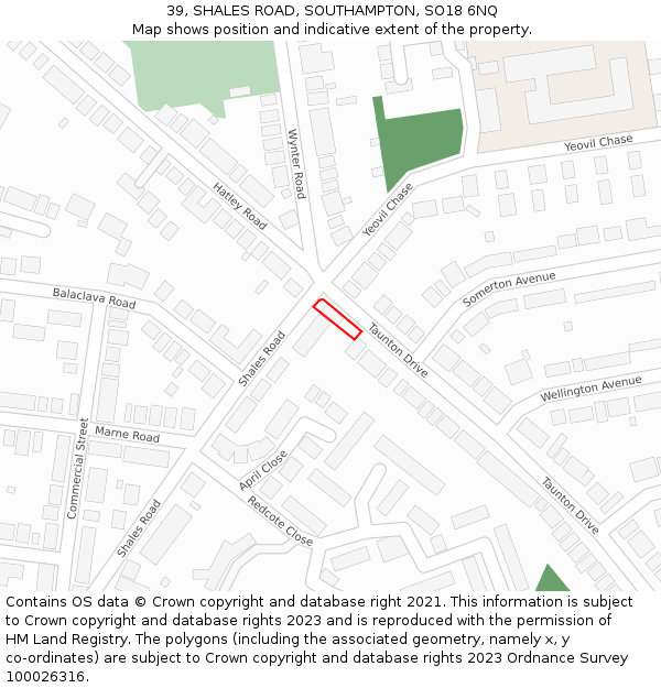 39, SHALES ROAD, SOUTHAMPTON, SO18 6NQ: Location map and indicative extent of plot