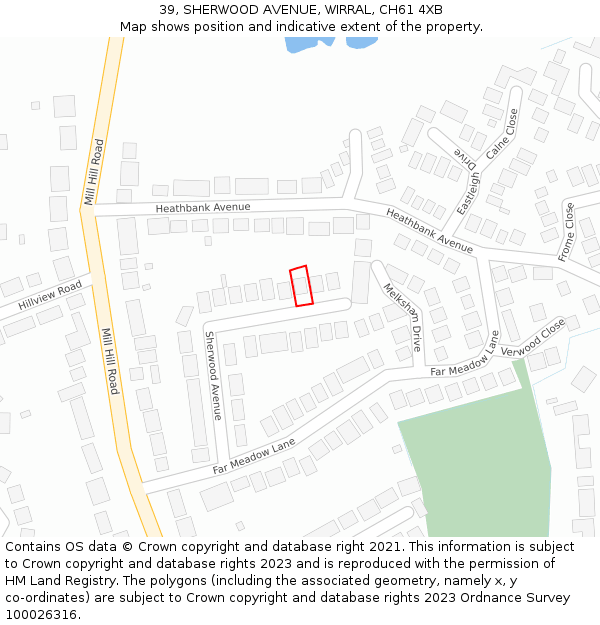 39, SHERWOOD AVENUE, WIRRAL, CH61 4XB: Location map and indicative extent of plot