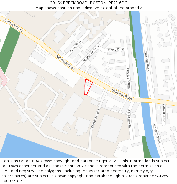 39, SKIRBECK ROAD, BOSTON, PE21 6DG: Location map and indicative extent of plot