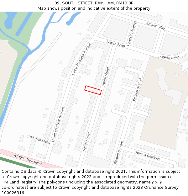 39, SOUTH STREET, RAINHAM, RM13 8PJ: Location map and indicative extent of plot