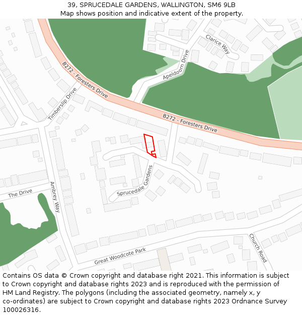 39, SPRUCEDALE GARDENS, WALLINGTON, SM6 9LB: Location map and indicative extent of plot