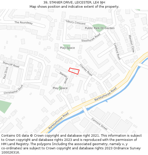 39, STANIER DRIVE, LEICESTER, LE4 9JH: Location map and indicative extent of plot