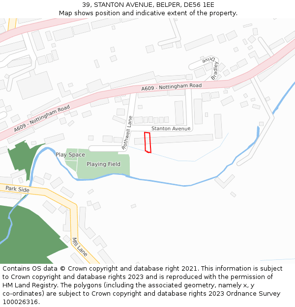 39, STANTON AVENUE, BELPER, DE56 1EE: Location map and indicative extent of plot