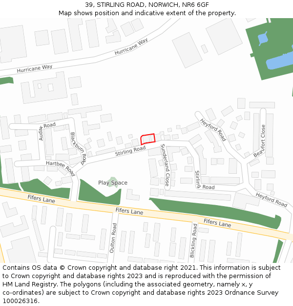 39, STIRLING ROAD, NORWICH, NR6 6GF: Location map and indicative extent of plot