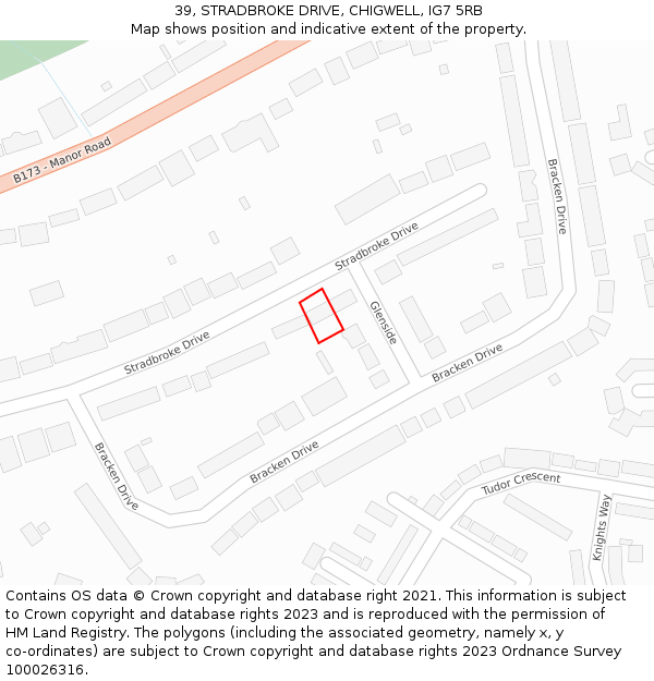 39, STRADBROKE DRIVE, CHIGWELL, IG7 5RB: Location map and indicative extent of plot