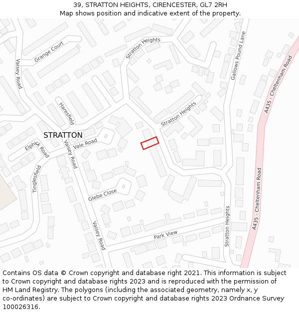 39, STRATTON HEIGHTS, CIRENCESTER, GL7 2RH: Location map and indicative extent of plot