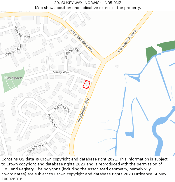 39, SUKEY WAY, NORWICH, NR5 9NZ: Location map and indicative extent of plot