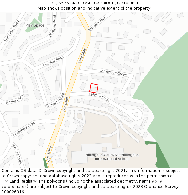 39, SYLVANA CLOSE, UXBRIDGE, UB10 0BH: Location map and indicative extent of plot