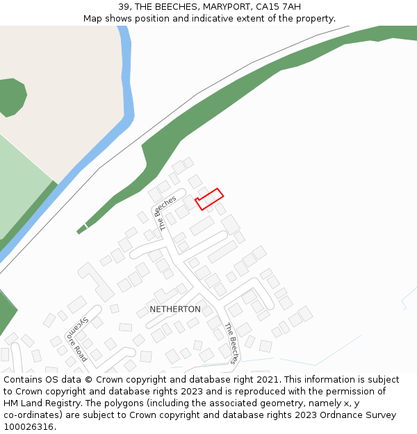39, THE BEECHES, MARYPORT, CA15 7AH: Location map and indicative extent of plot