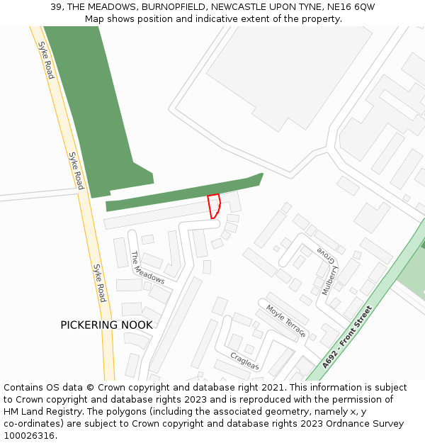 39, THE MEADOWS, BURNOPFIELD, NEWCASTLE UPON TYNE, NE16 6QW: Location map and indicative extent of plot