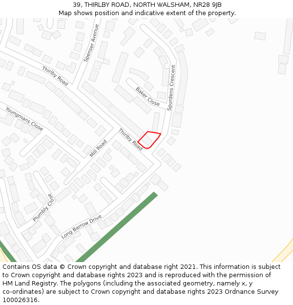 39, THIRLBY ROAD, NORTH WALSHAM, NR28 9JB: Location map and indicative extent of plot