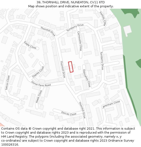 39, THORNHILL DRIVE, NUNEATON, CV11 6TD: Location map and indicative extent of plot