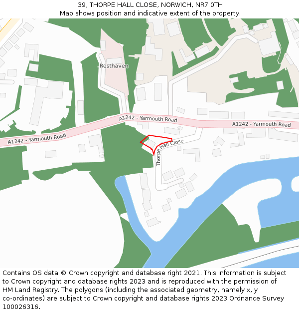 39, THORPE HALL CLOSE, NORWICH, NR7 0TH: Location map and indicative extent of plot