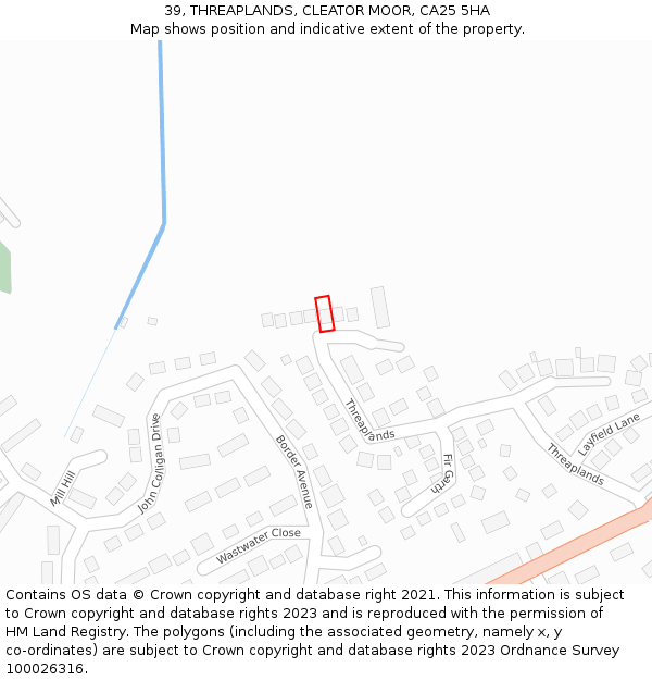 39, THREAPLANDS, CLEATOR MOOR, CA25 5HA: Location map and indicative extent of plot