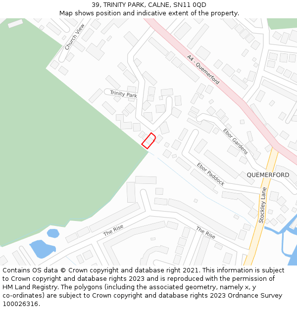 39, TRINITY PARK, CALNE, SN11 0QD: Location map and indicative extent of plot