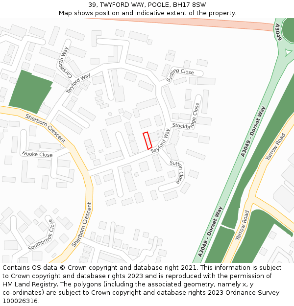 39, TWYFORD WAY, POOLE, BH17 8SW: Location map and indicative extent of plot