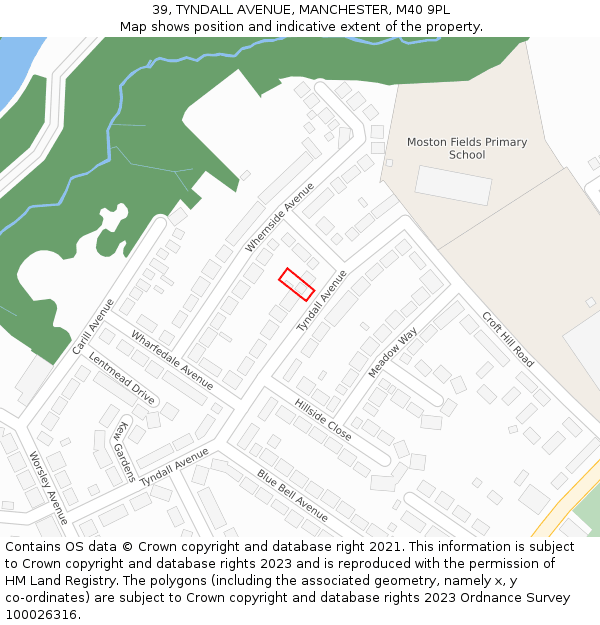 39, TYNDALL AVENUE, MANCHESTER, M40 9PL: Location map and indicative extent of plot