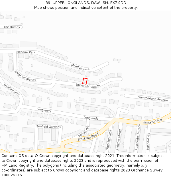 39, UPPER LONGLANDS, DAWLISH, EX7 9DD: Location map and indicative extent of plot