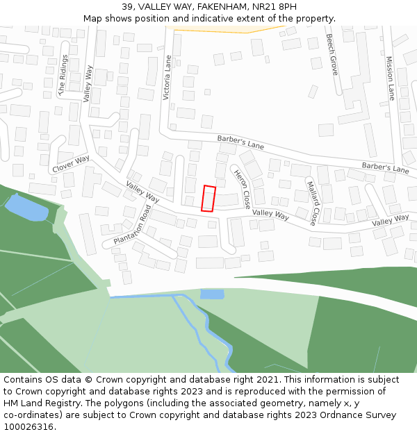 39, VALLEY WAY, FAKENHAM, NR21 8PH: Location map and indicative extent of plot