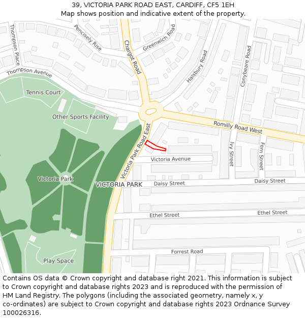 39, VICTORIA PARK ROAD EAST, CARDIFF, CF5 1EH: Location map and indicative extent of plot