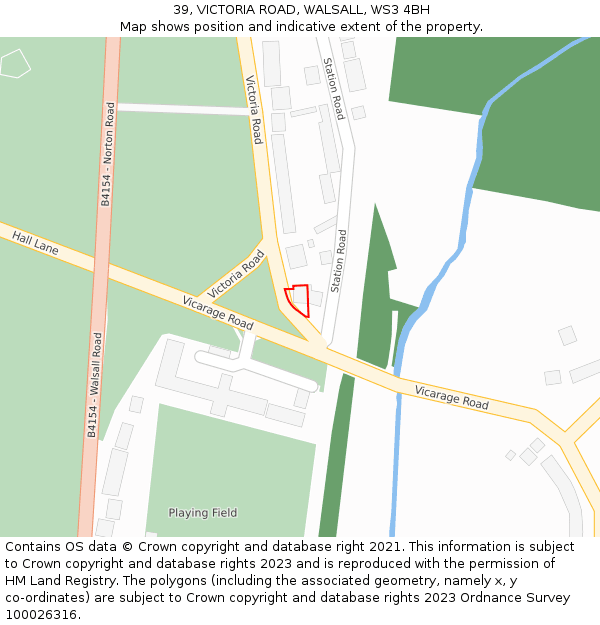 39, VICTORIA ROAD, WALSALL, WS3 4BH: Location map and indicative extent of plot