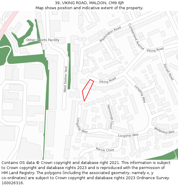 39, VIKING ROAD, MALDON, CM9 6JR: Location map and indicative extent of plot