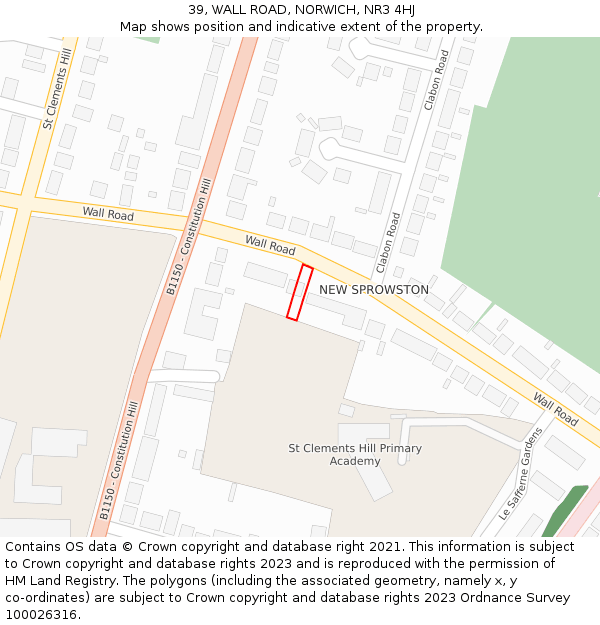 39, WALL ROAD, NORWICH, NR3 4HJ: Location map and indicative extent of plot