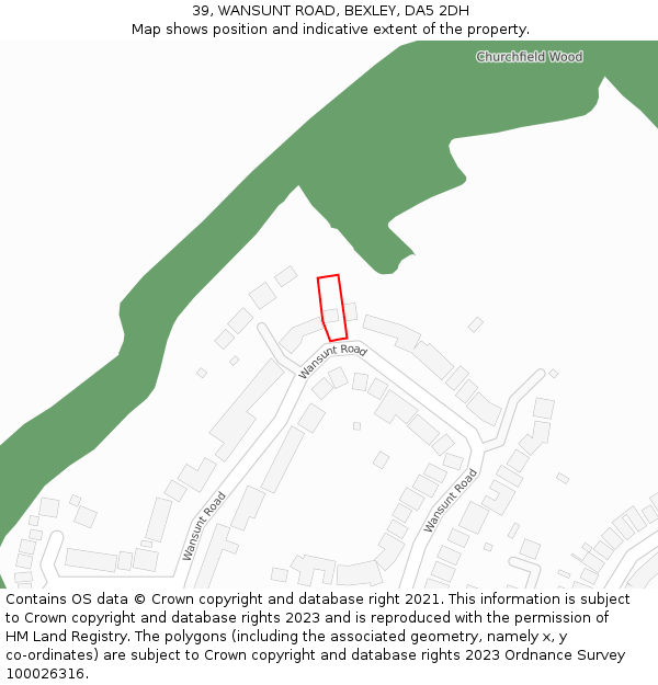 39, WANSUNT ROAD, BEXLEY, DA5 2DH: Location map and indicative extent of plot