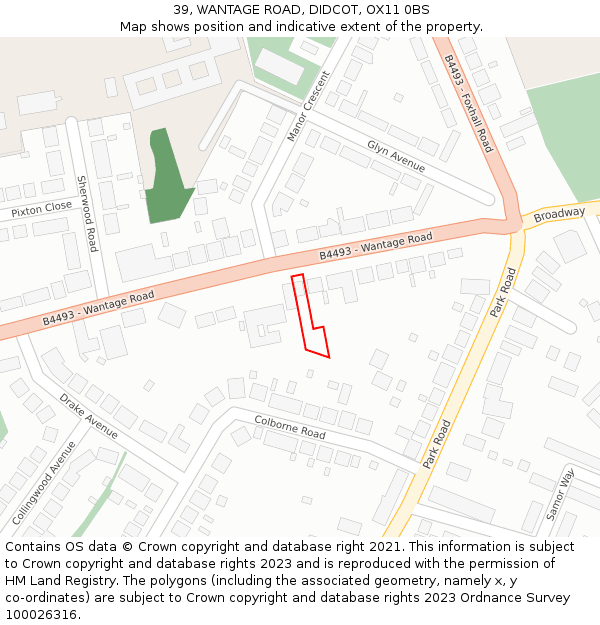 39, WANTAGE ROAD, DIDCOT, OX11 0BS: Location map and indicative extent of plot