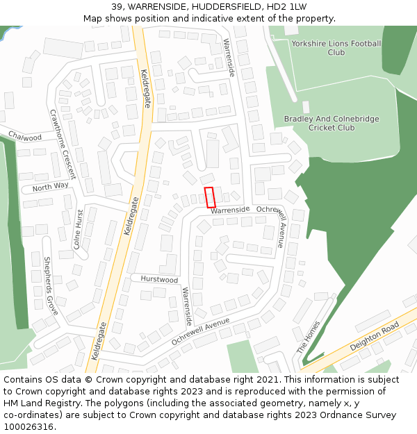 39, WARRENSIDE, HUDDERSFIELD, HD2 1LW: Location map and indicative extent of plot