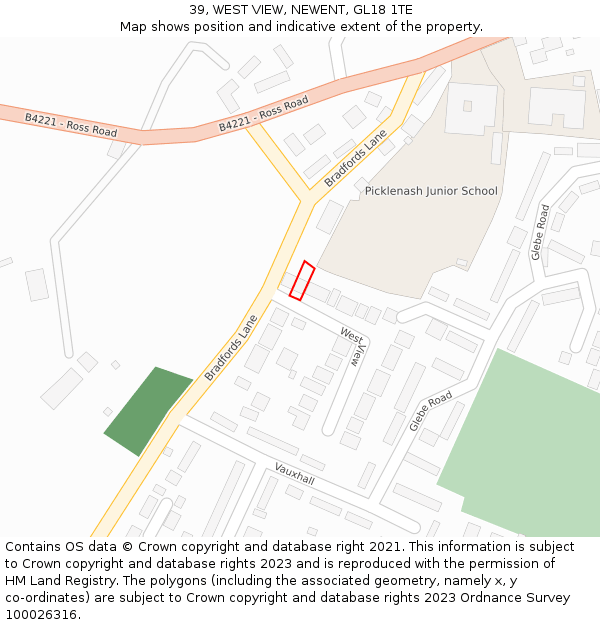 39, WEST VIEW, NEWENT, GL18 1TE: Location map and indicative extent of plot