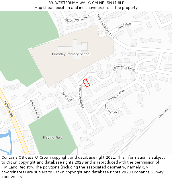 39, WESTERHAM WALK, CALNE, SN11 8LP: Location map and indicative extent of plot