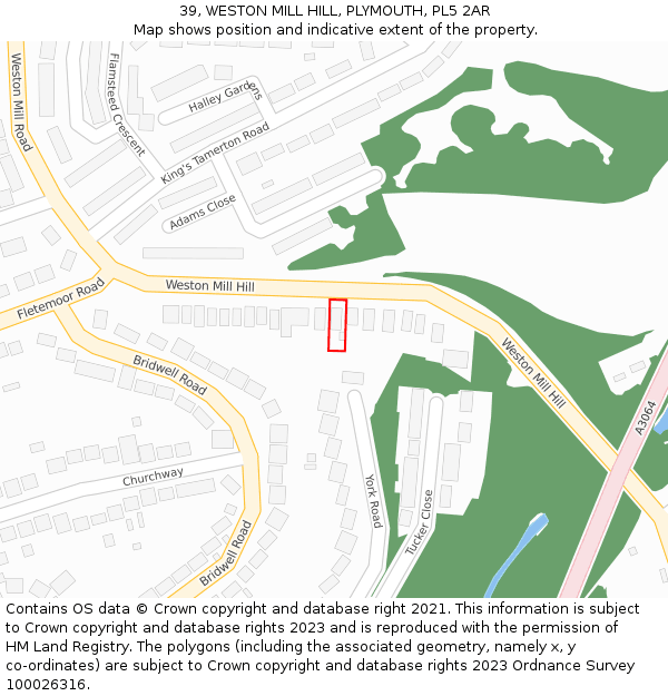 39, WESTON MILL HILL, PLYMOUTH, PL5 2AR: Location map and indicative extent of plot