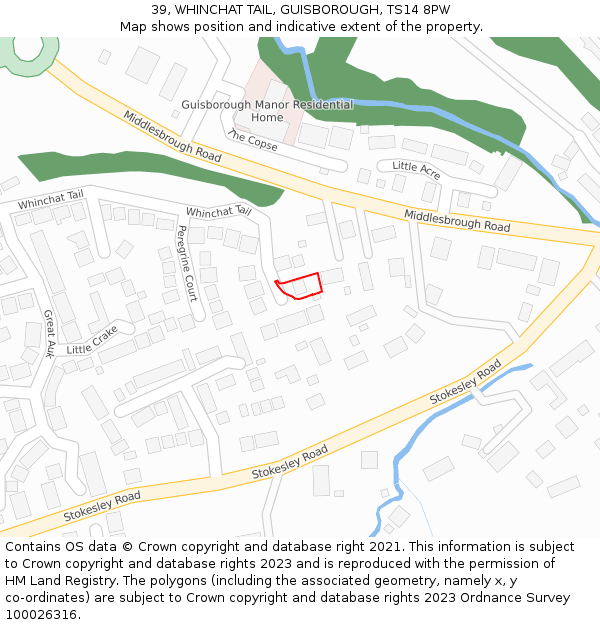 39, WHINCHAT TAIL, GUISBOROUGH, TS14 8PW: Location map and indicative extent of plot