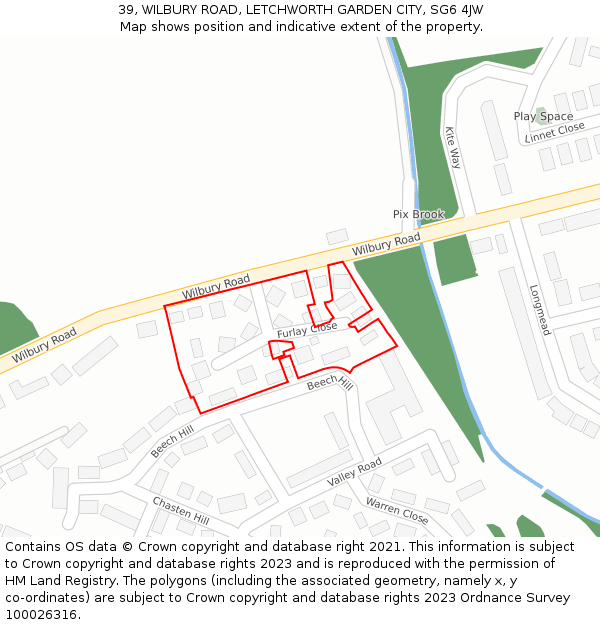 39, WILBURY ROAD, LETCHWORTH GARDEN CITY, SG6 4JW: Location map and indicative extent of plot