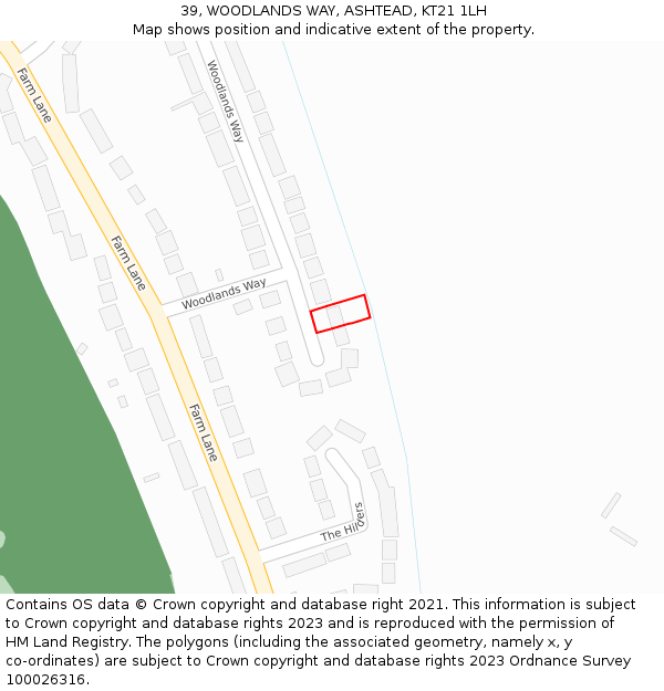 39, WOODLANDS WAY, ASHTEAD, KT21 1LH: Location map and indicative extent of plot