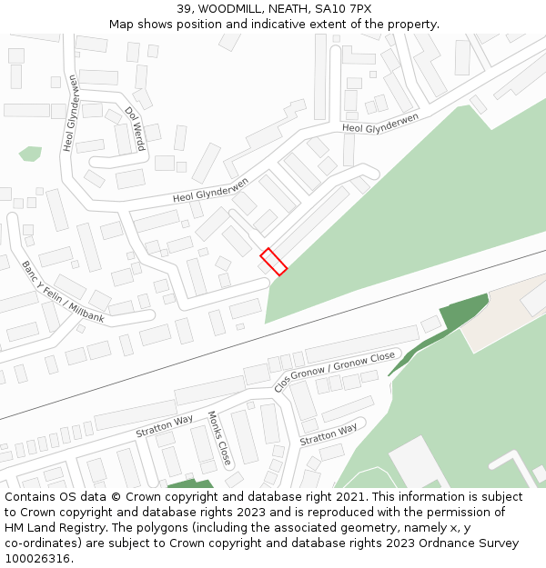 39, WOODMILL, NEATH, SA10 7PX: Location map and indicative extent of plot