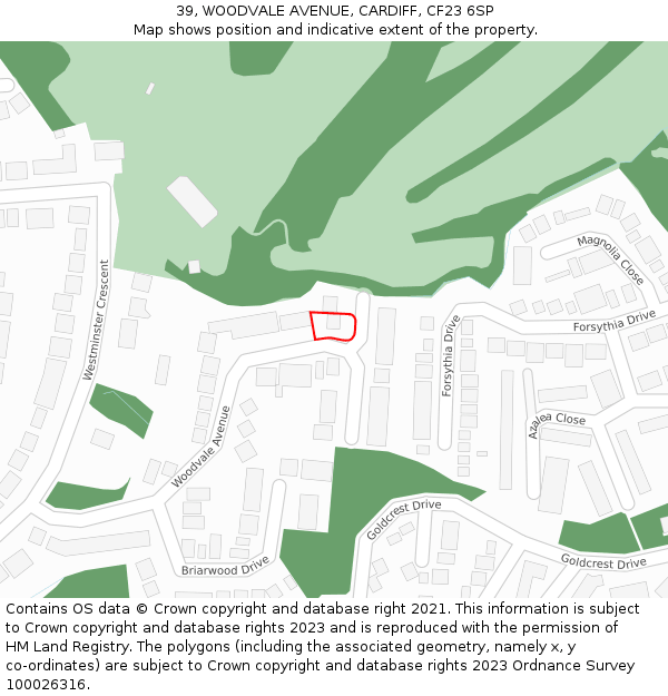 39, WOODVALE AVENUE, CARDIFF, CF23 6SP: Location map and indicative extent of plot