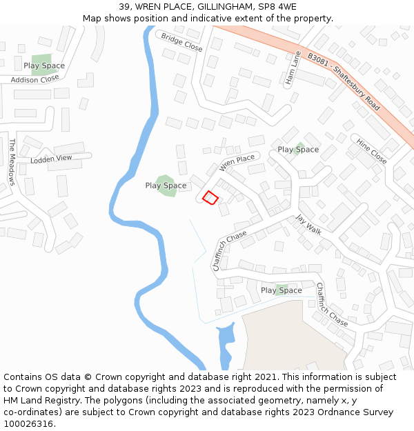 39, WREN PLACE, GILLINGHAM, SP8 4WE: Location map and indicative extent of plot