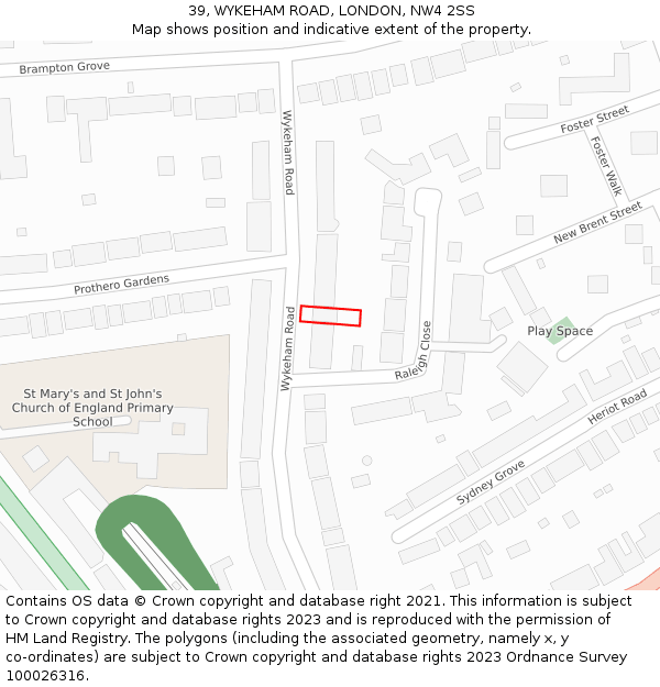 39, WYKEHAM ROAD, LONDON, NW4 2SS: Location map and indicative extent of plot