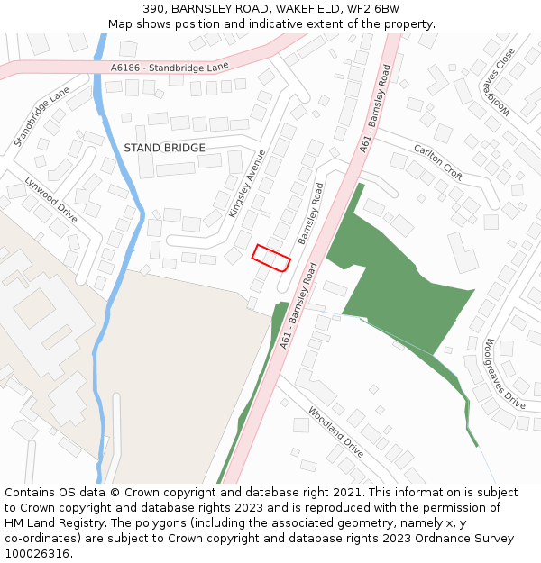 390, BARNSLEY ROAD, WAKEFIELD, WF2 6BW: Location map and indicative extent of plot