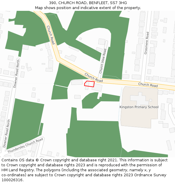 390, CHURCH ROAD, BENFLEET, SS7 3HG: Location map and indicative extent of plot
