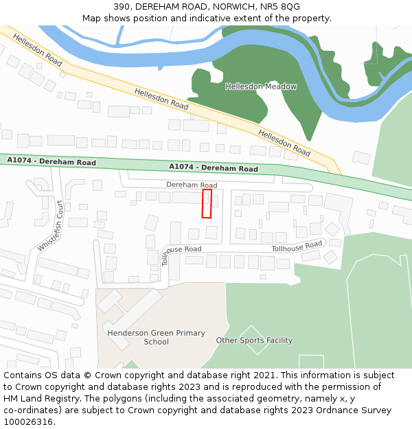 390, DEREHAM ROAD, NORWICH, NR5 8QG: Location map and indicative extent of plot