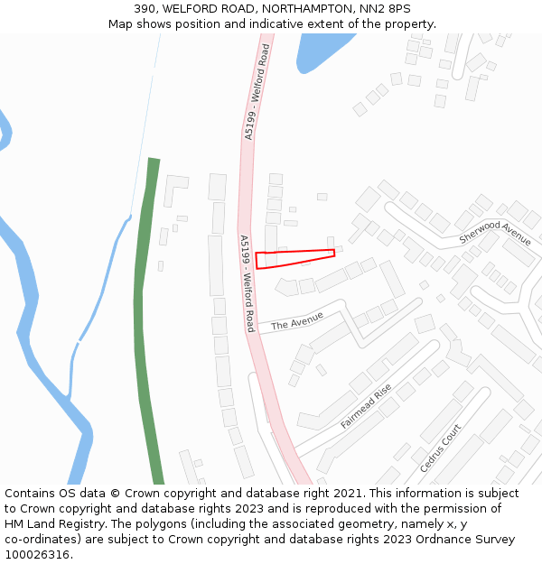 390, WELFORD ROAD, NORTHAMPTON, NN2 8PS: Location map and indicative extent of plot