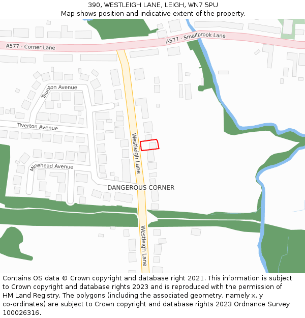 390, WESTLEIGH LANE, LEIGH, WN7 5PU: Location map and indicative extent of plot